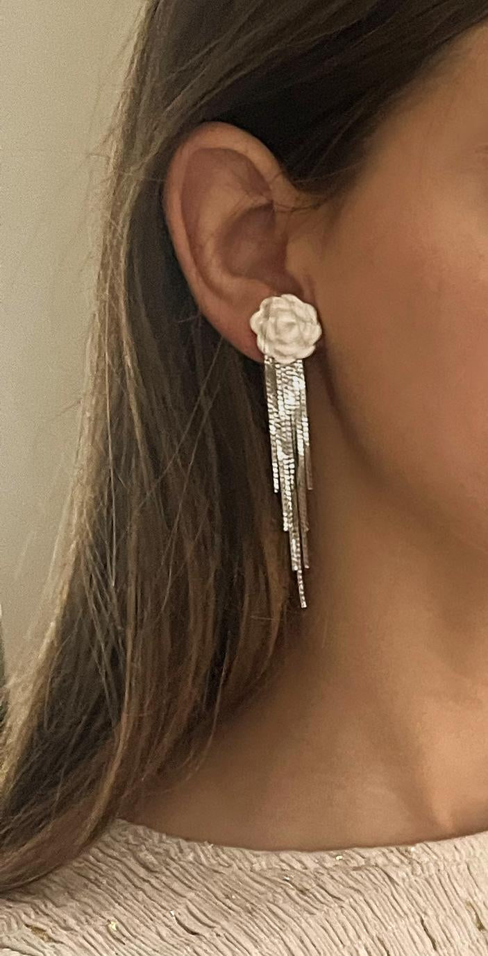 Pendiente Rosas de Castilla Cascada Plata