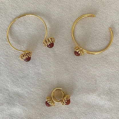 Pulsera Doble Flor de Garza Ágata