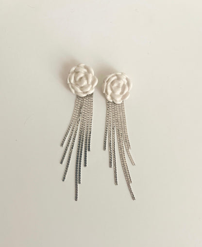 Pendiente Rosas de Castilla Cascada Plata