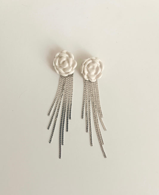 Pendiente Rosas de Castilla Cascada Plata