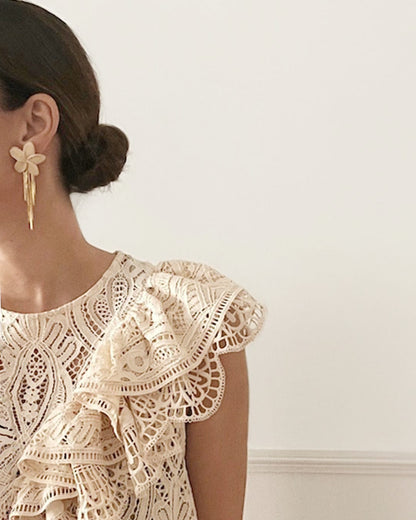 Pendiente Magnolia Cascada Nude